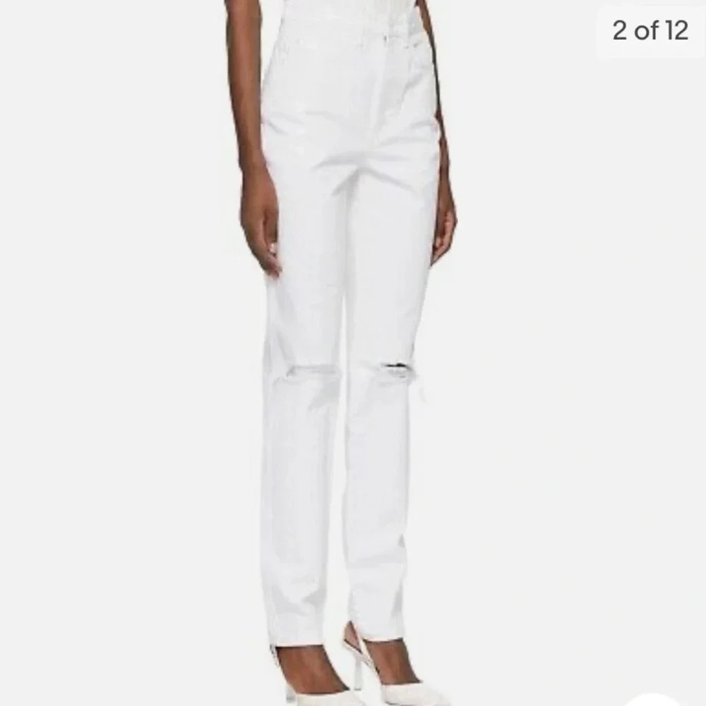 ALEXANDER WANG White High Waisted Dipped Back Jeans